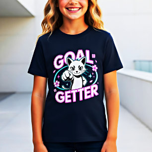 Goal Getter Kat T-shirt Grappig Leuk Motiverend Ca