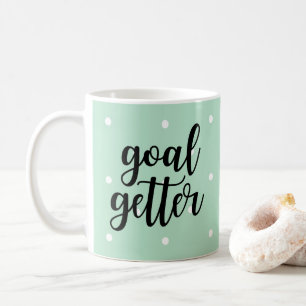 Goal Getter   Mint Green Polka Dots Koffiemok