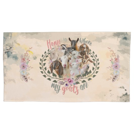 GOAT ART | Thuis is waar mijn geiten GetYerGoat Kussensloop (Voorkant-Links)