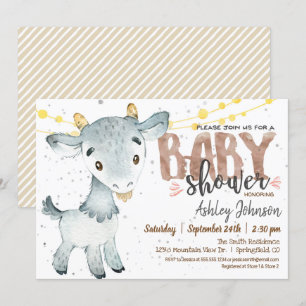 Goat Baby shower uitnodiging, Jongen, Boerderij Kaart