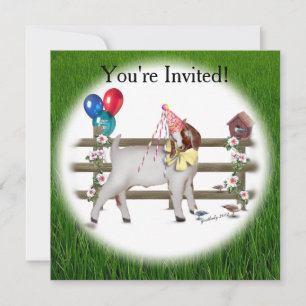 Goat Birthday Party Invitation Kaart