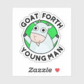 Goat Forth Young Man Funny Animal Pun Sticker (Vel)