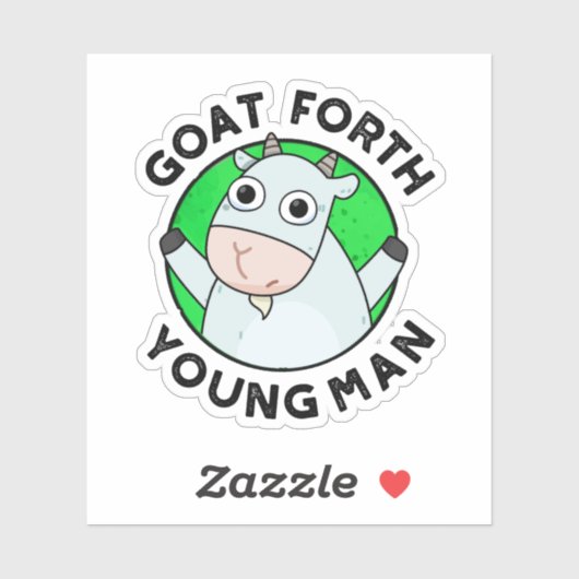 Goat Forth Young Man Funny Animal Pun Sticker (Vel)