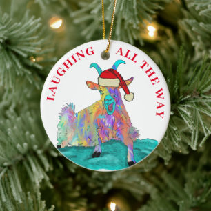 Goat grappig lachen helemaal citaat keramisch ornament