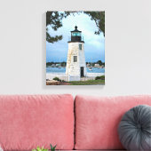 Goat Island Lighthouse, Rhode Island Canvas Afdruk (Insitu (Woonkamer))