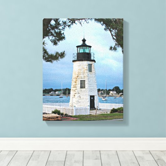 Goat Island Lighthouse, Rhode Island Canvas Afdruk (Insitu (Houten vloer))