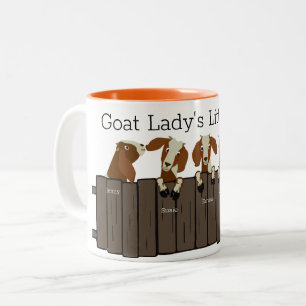 Goat Ladys Little Herd of 5 Goats Tweekleurige Koffiemok