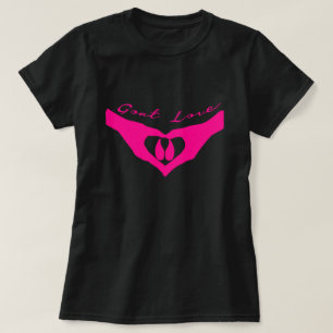 GOAT LOVER Heart Hands Holding Goat Hoof Pink T-shirt