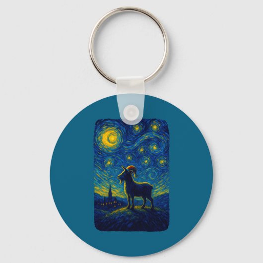 Goat Lover Santa Hat Christmas Starry Cute Night V Sleutelhanger (Voorkant)