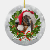 GOAT Nubian Doe Kid Santa Hat Noël Ornement (Dos)