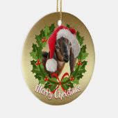 GOAT Nubian Doe Kind Santa Hat kerstversiering Keramisch Ornament (Rechts)