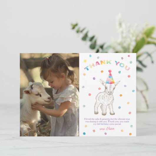 Goat Petting Zoo Verjaardag Bedankt Card (Staand voorkant)