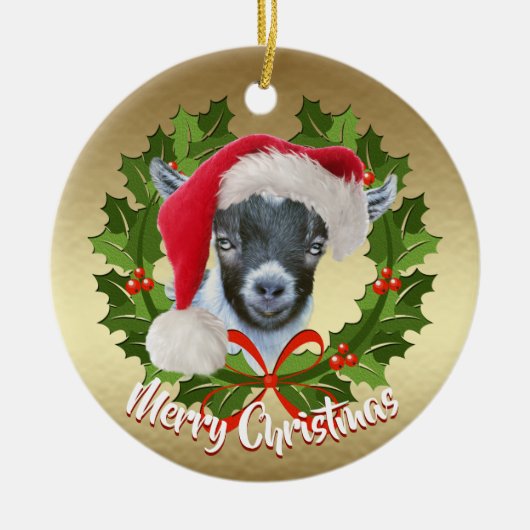 GOAT Pygmy Enfant Père Noël Ornement de Noël (Devant)