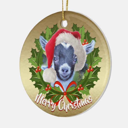 GOAT Pygmy Kind Santa Hat kerstversiering Keramisch Ornament (Links)