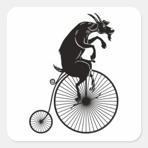 Goat Riding a  Penny Farthing Bike Vierkante Sticker