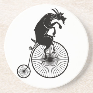 Goat Riding a Penny Farthing Bike Zandsteen Onderzetter