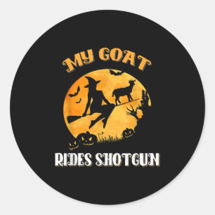 Goat Shotgun Scary Halloween Ronde Sticker