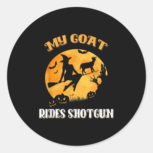 Goat Shotgun Scary Halloween Ronde Sticker (Voorkant)