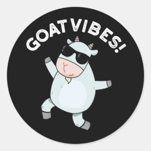 Goat Vibes Funny Good Vibes Animal Pun Dark BG Ronde Sticker