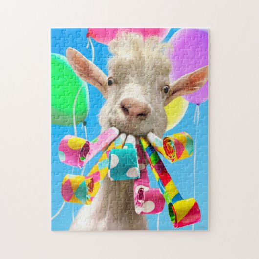 Goat with Party Blowers Legpuzzel (Verticaal)