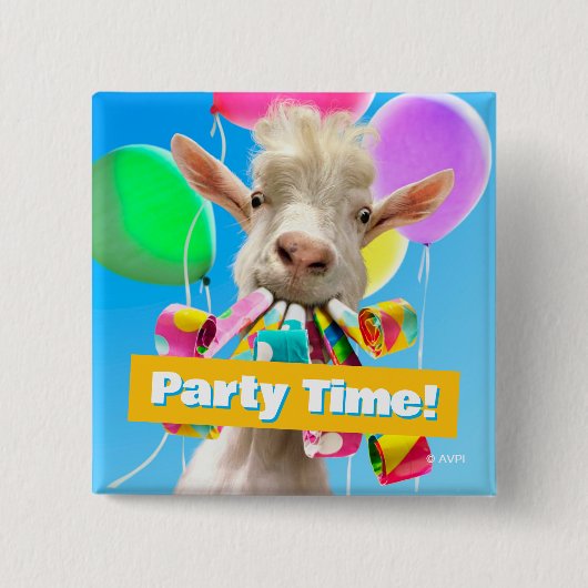 Goat with Party Blowers Vierkante Button 5,1 Cm (Voorkant)
