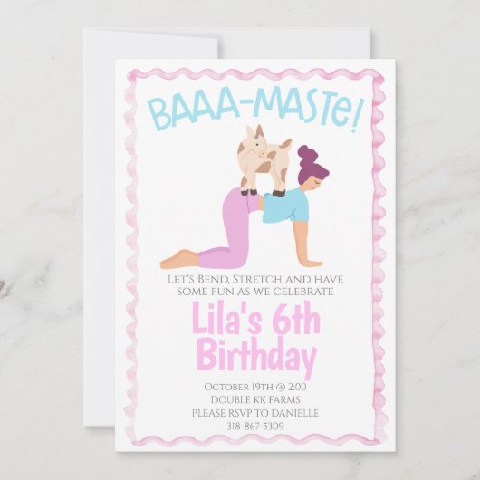 Goat Yoga Birthday Invitation (Devant)