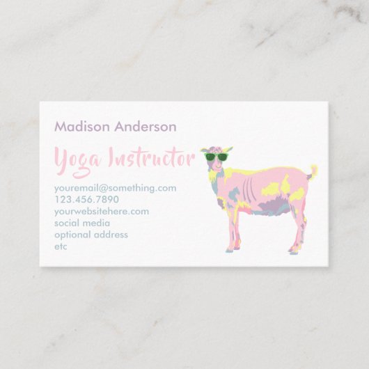 Goat Yoga Pastels Cute Custom Yoga Instructor Visitekaartje (Voorkant)