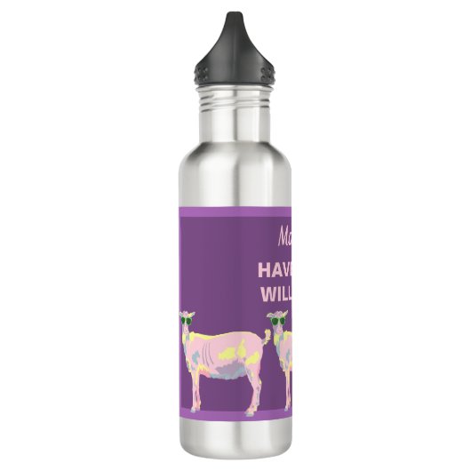 Goat Yoga Pastels Funny gepersonaliseerd met naam Waterfles (Links)