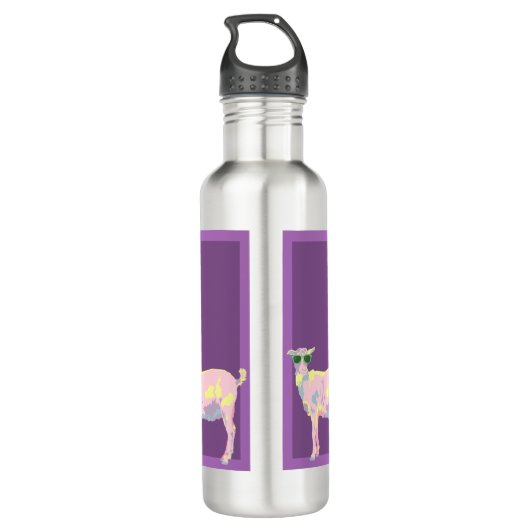 Goat Yoga Pastels Funny gepersonaliseerd met naam Waterfles (Achterkant)