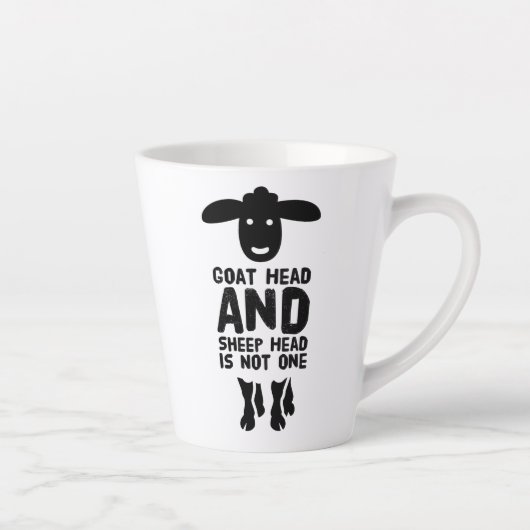 Goatenkop schaafkop Funny Quote met zwarte tekst Latte Mok (Rechts)