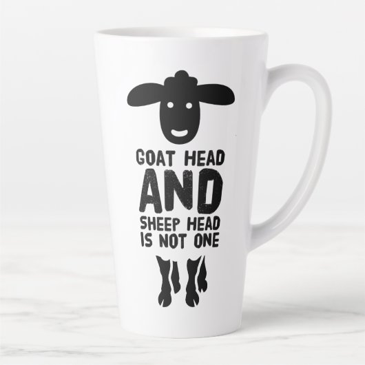 Goatenkop schaafkop Funny Quote met zwarte tekst Latte Mok (Rechts)