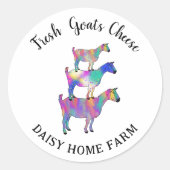 Goats Cheese Voeg Naam toe Kleur Boerderij Animal Ronde Sticker (Voorkant)