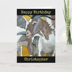 Goats Personalised Happy Birthday Art Card Kaart