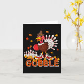 gobbel Thanksgiving Turkije spelen bowling Kaart (Gele Bloem)