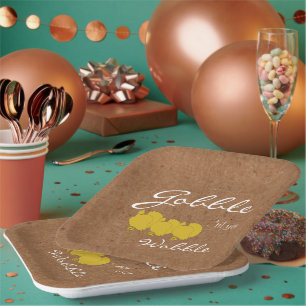 Gobble And Wobble Rustic Kerstmaal Feest Papieren Bordje