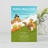 Gobble Bless You Grappige Kalkoen Friendsgiving Kaart (Staand voorkant)