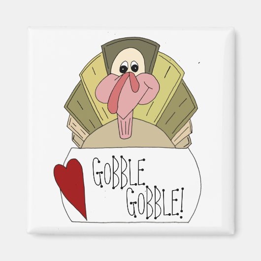 Gobble Cartoon Turkije Magneet (Voorkant)