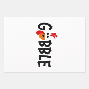 Gobble Funny Thanksgiving Turkije Feest Inpakpapier Vel
