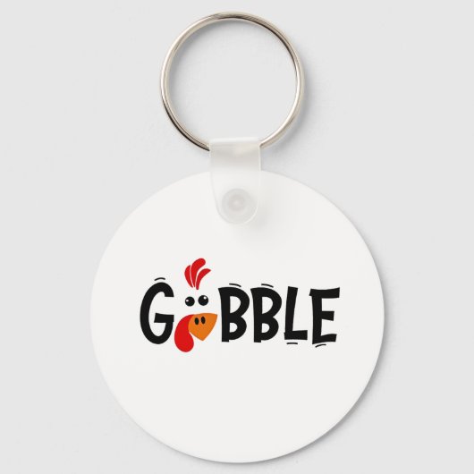 Gobble Funny Thanksgiving Turkije Feest Sleutelhanger (Voorkant)