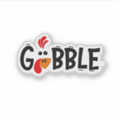 Gobble Funny Thanksgiving Turkije Feest Sticker (Voorkant)