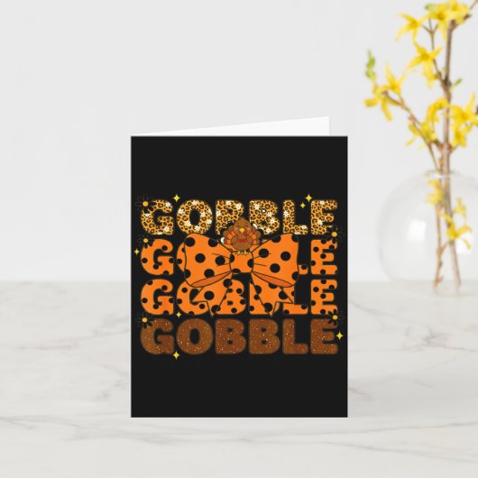Gobble Gobble Gobble Thanksgiving Turkey Leopard B Kaart (Gele Bloem)