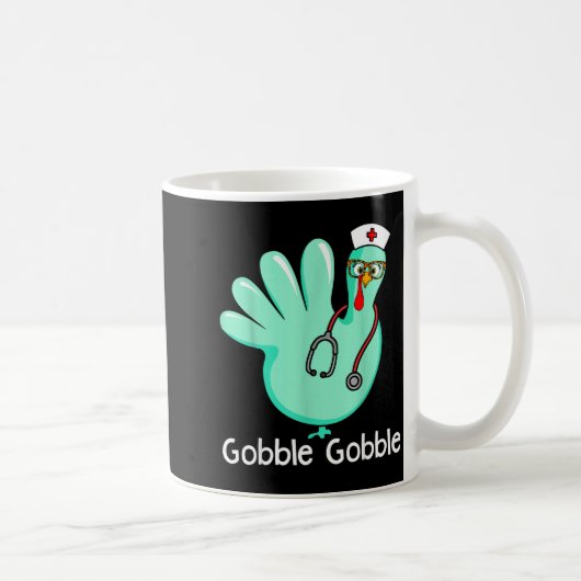Gobble Gobble Grappige Kalkoenen Handschoen Thanks Koffiemok (Rechts)
