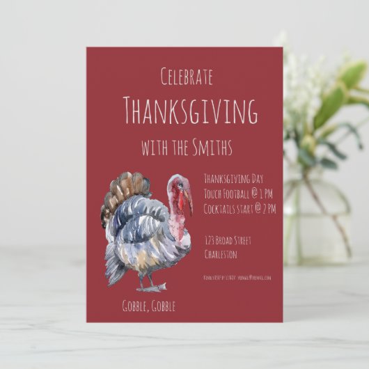 Gobble, Gobble, Thanksgiving Party Invitation Kaart (Staand voorkant)