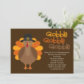 Gobble Gobble Thanksgiving Party Invitation Kaart (Staand voorkant)