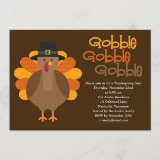 Gobble Gobble Thanksgiving Party Invitation Kaart