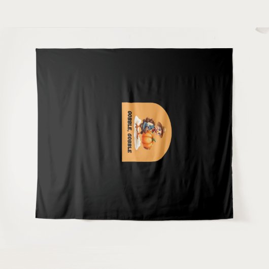 Gobble, Gobble Thanksgiving Turkije met pompoen Cl Wandkleed (Voorkant (horizontaal))