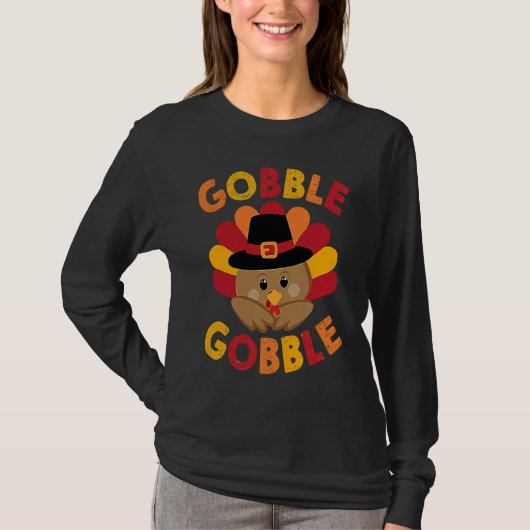 Gobble Gobble Til You Wobble Funny Thanksgiving T-shirt (Voorkant)