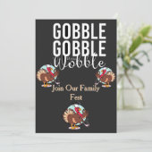 Gobble Gobble Til You Wobble Thanksgiving Diner Kaart (Staand voorkant)
