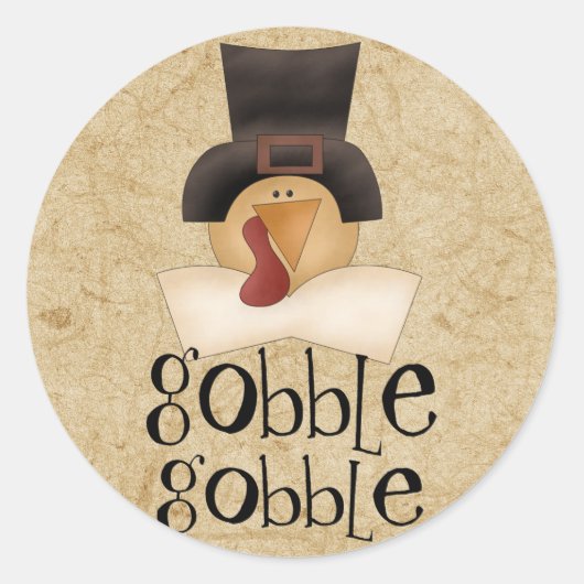 Gobble Gobble Turkey Ronde Sticker (Voorkant)