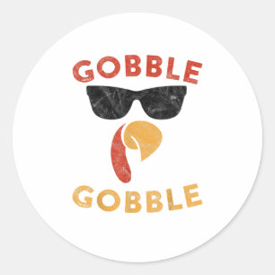 Gobble Gobble Turkey Thanksgiving Day Gifts Vintag Ronde Sticker